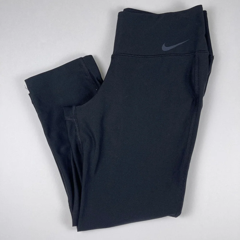 Nike Leggings Womens Size S Black Dri-FIT Cropped Activewear 802948-010